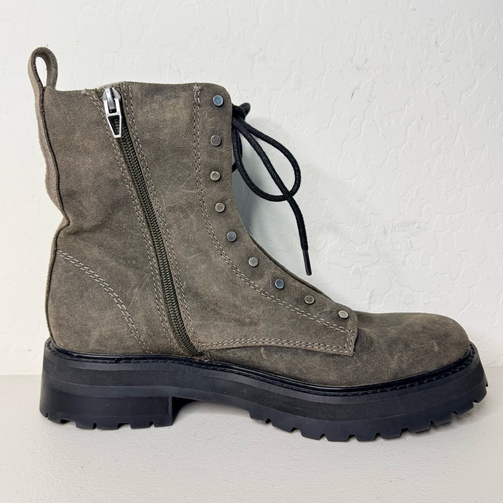 NEW Dolce Vita Ranier Olive Suede Combat Chunky Lug Sole Combat Boots Size US8 - Picture 2 of 8